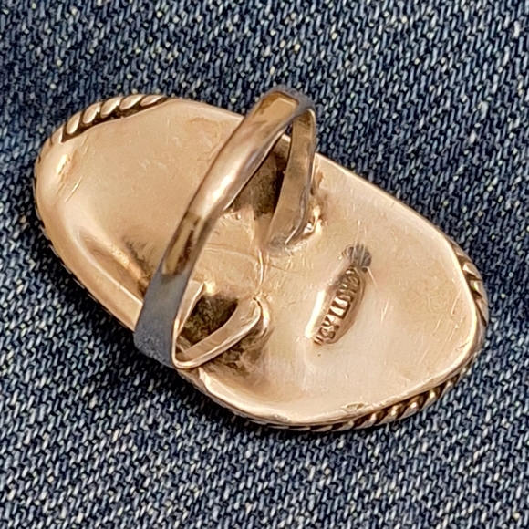 Vintage: Large bright blue turquoise sterling silver statement ring - Picture 7 of 9